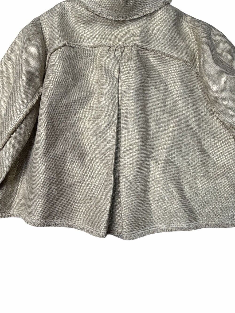 Oscar de la Renta Tweed Jacket Saks Fifth Avenue Beige Gold Shimmer Fringe Sz 10 - Picture 8 of 8